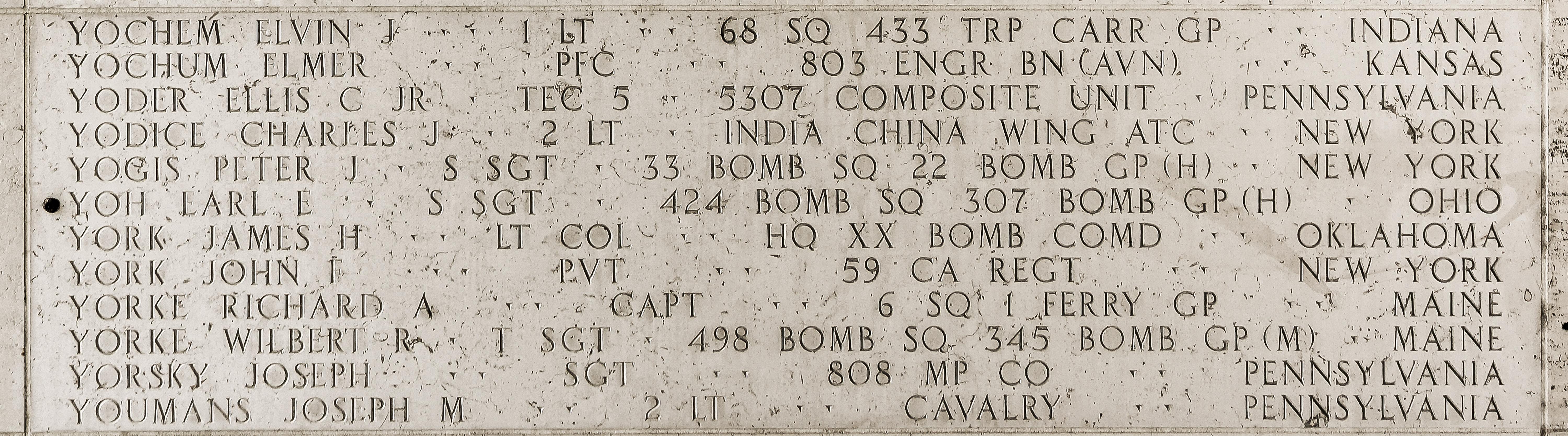 Wilbert R. Yorke, Technical Sergeant